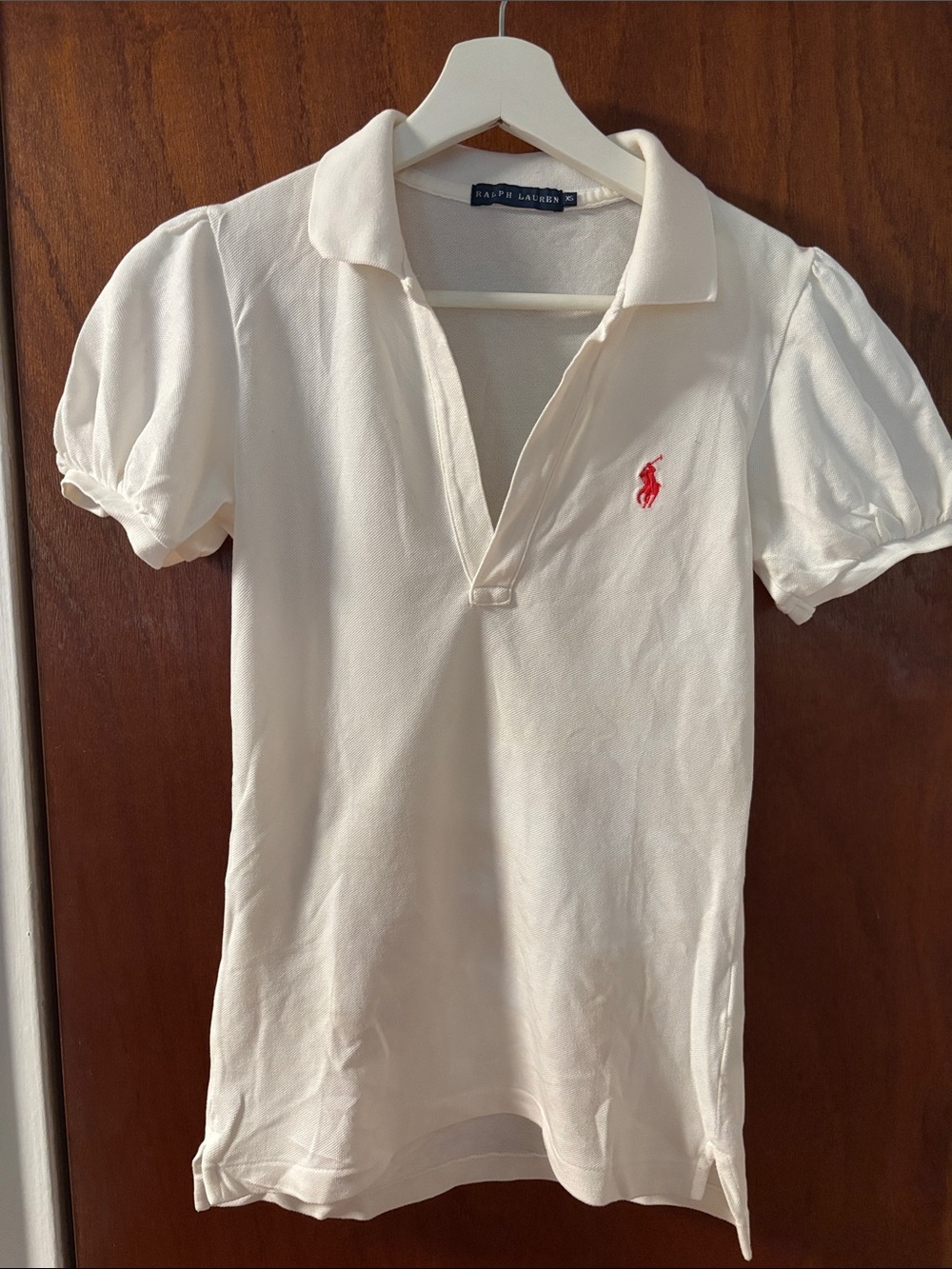 Ralph Lauren Cream Kids Polo with Red Pony Embroidery